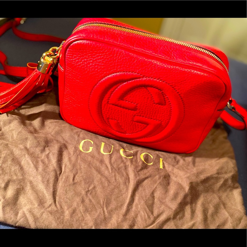 Authentic Gucci Red Soho small leather disco bag